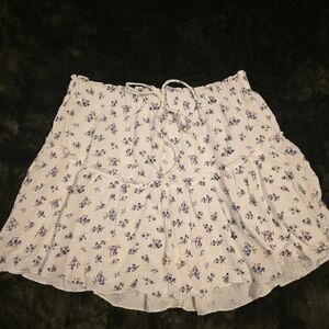 Floral White and Blue Women's Skirt